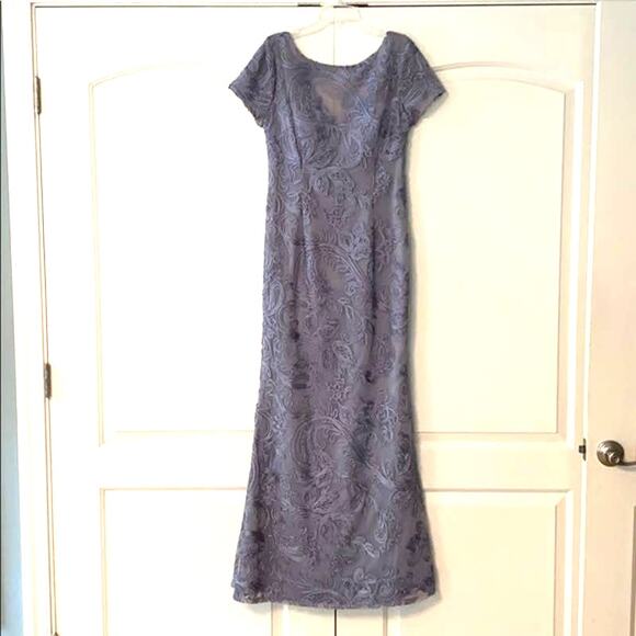 Js Collections Soutache Gray Size 4 Formal Dress short sleeve Embroidery Overlay - Picture 2 of 3